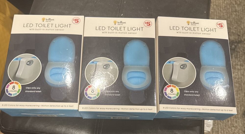 Lot Of 3 LED Toilet Light - brilliant IDEAS - New Box Damage